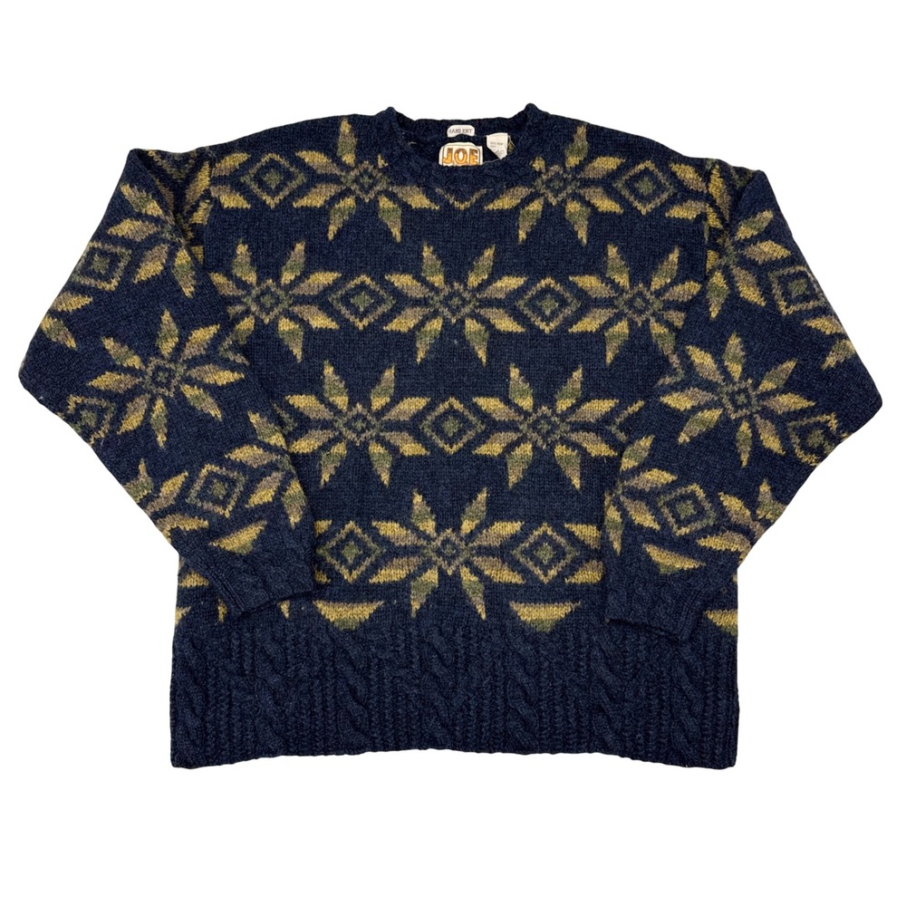 Vintage Hand Knit Wool Sweater Mens Size Large Just One Earth Joseph Abboud